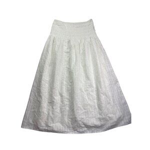 No Boundaries White Midi Skirt Smocked Waist XS (0-2) Gauzy Sheer Cotton Lined